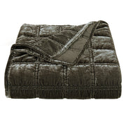 Stella - Faux Silk Velvet Double Box Stitch Throw - Fern Green