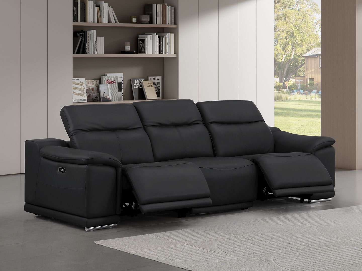 2679 - Genuine Leather Sofa With Dual Power Recliners
