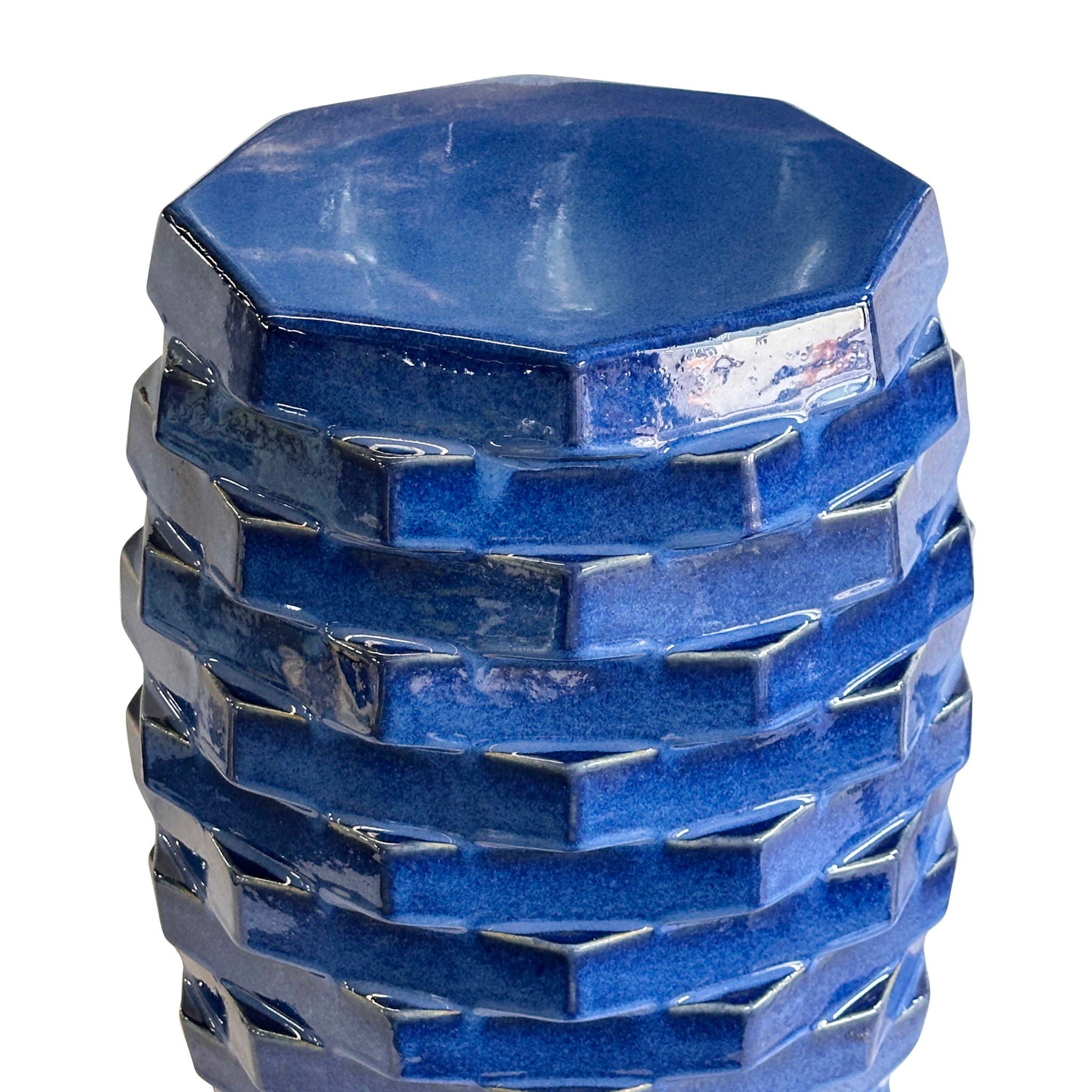 Trax - Indoor / Outdoor Ceramic Side Table - Azul Blue