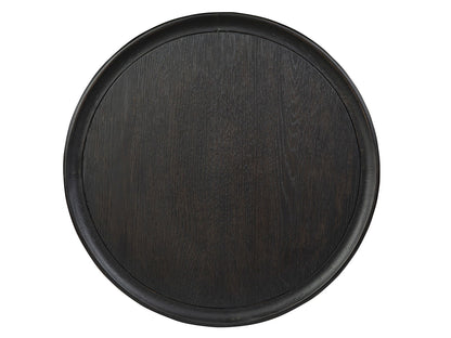 Lindon - Dark Round Pedestal Accent End Table - Belgian Wheat