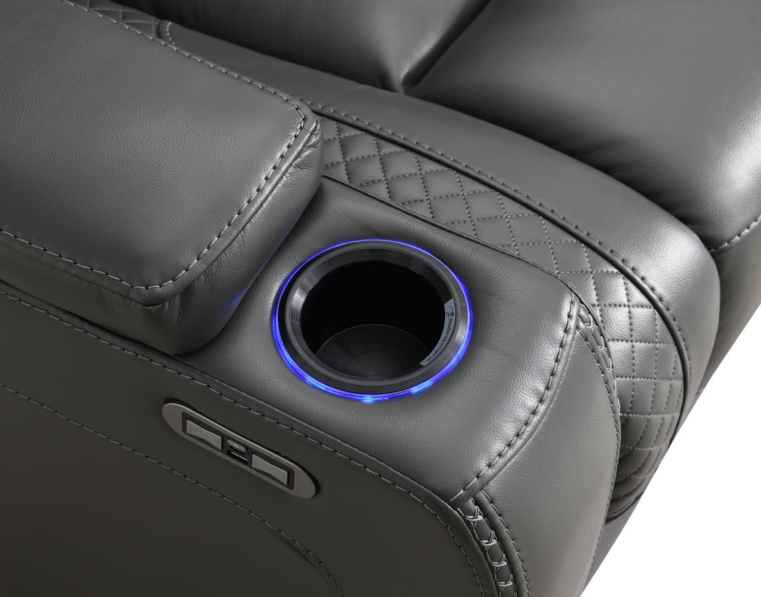 U93 - LED Power Reclining With Power Headrest Chair - Gray