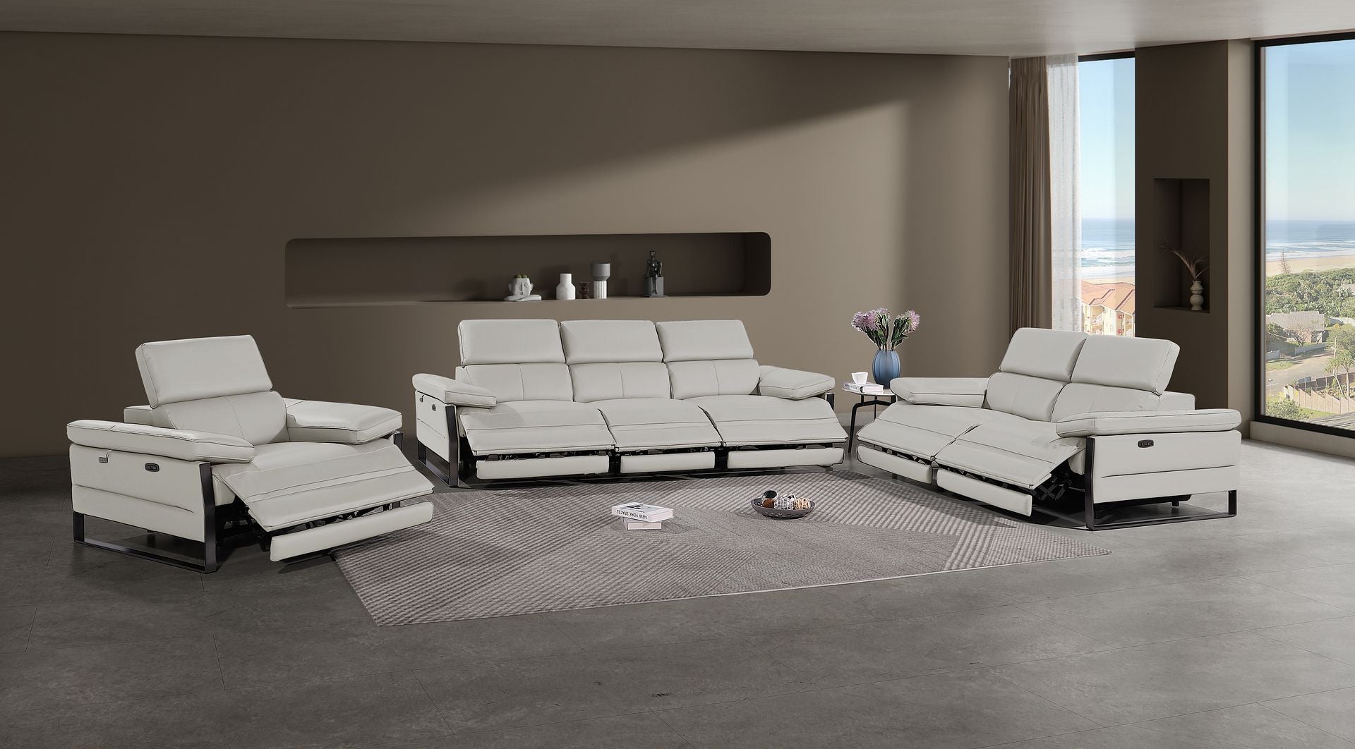 1246 - Modular Power Triple Reclining Sofa, Loveseat, And Chair Set With Power Headrests