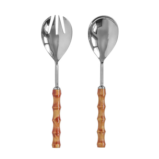 Bamboozled - Stainless Steel Salad Serving Spoons (Set of 2) - Pearl Silver