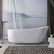 Solid Surface Stone Resin Oval Shape Soaking Bathtub With Overflow For The Bathroom - Matte White