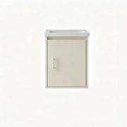 16" Floating Bathroom Vanity Combo, Wall Mounted Cabinet With Sink & Soft Close Doors For Small Bathrooms - Khaki