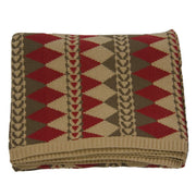 Wilderness Ridge - Knitted Throw Blanket - Red / Tan