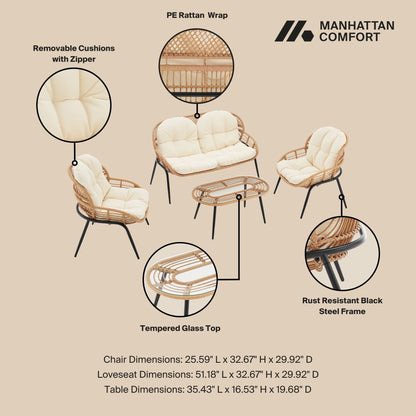 Pine - 4 Piece Outdoor Conversation Set
