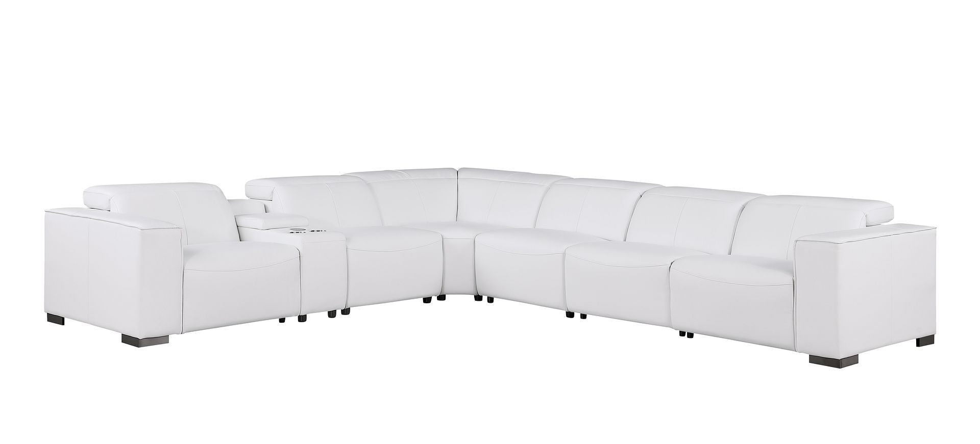 1208 - 7 Piece L-Shaped Leather Reclining Sectional With 4 Power Recliners