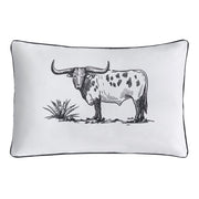 Ranch Life - Indoor/Outdoor Pillow Steer - White / Black