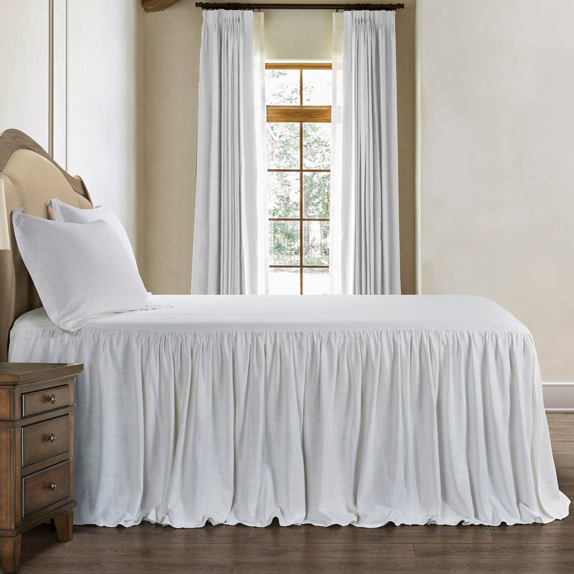 Luna - Queen Washed Linen Bedspread Set (Set of 3) - White