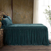 Stella - Twin Faux Silk Velvet Bedspread Set (Set of 2) - Storm Blue