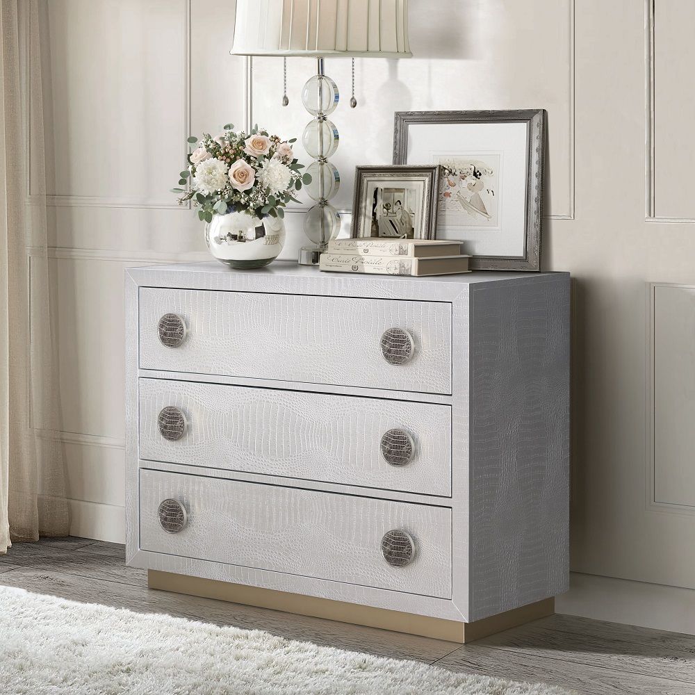 Anpu - Console Cabinet - Silver Faux Crocodile Skin