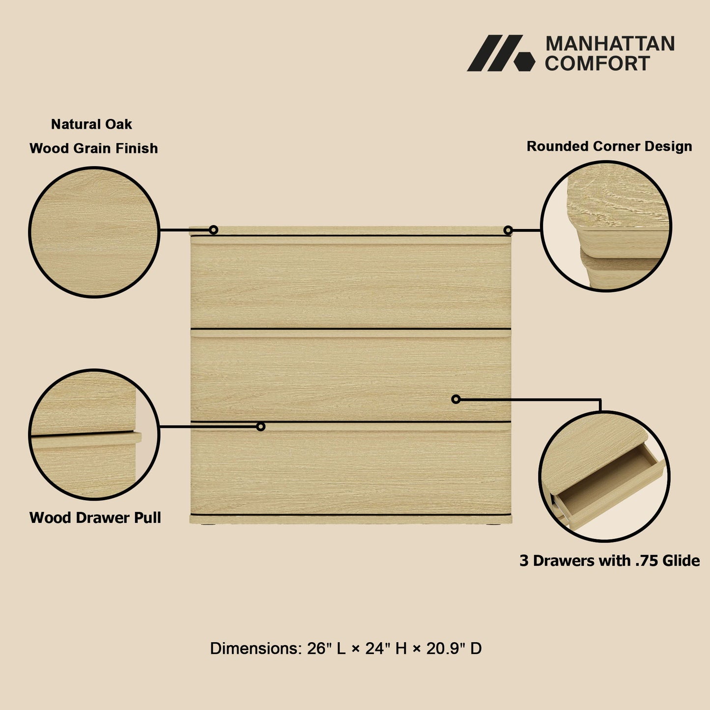 Molly - Nightstand - Oak