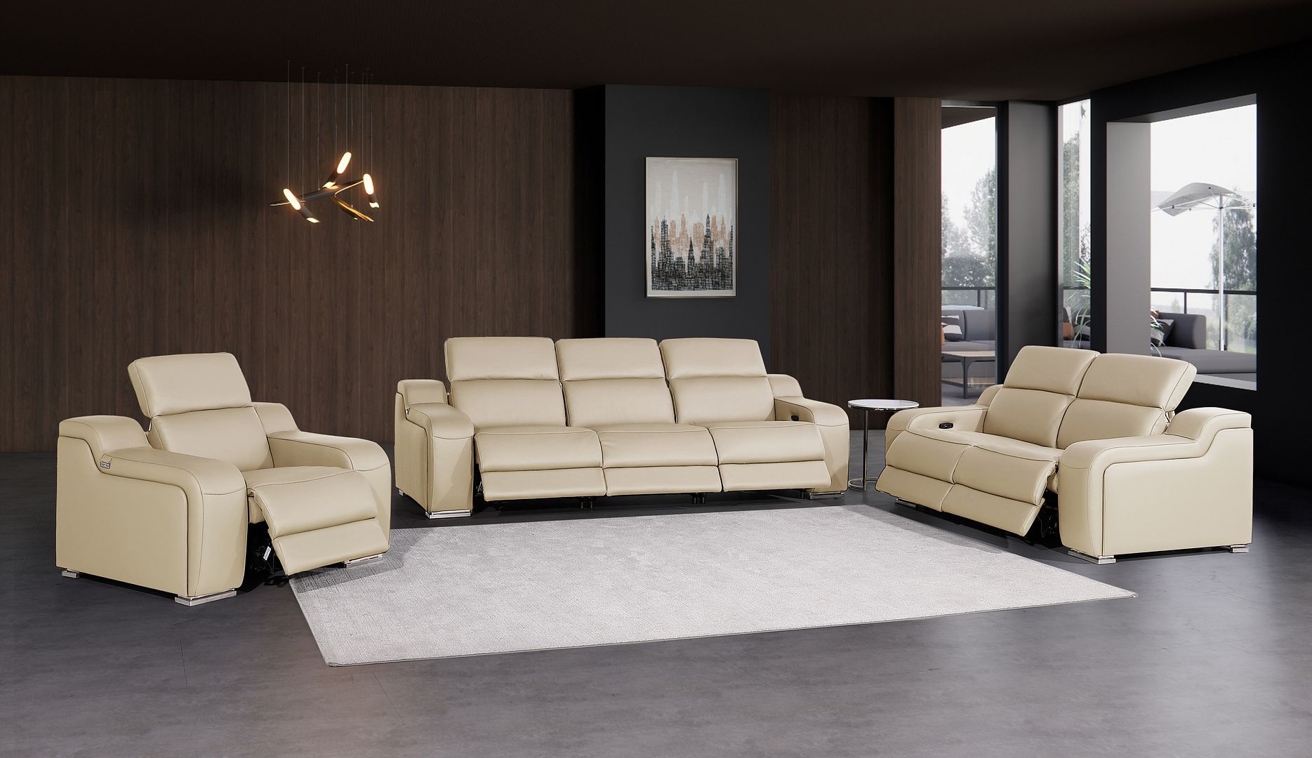 1116 - 6-Piece Modular Power Reclining Sofa, Loveseat & Chair Set In With 6 Power Recliners & Power Headrests