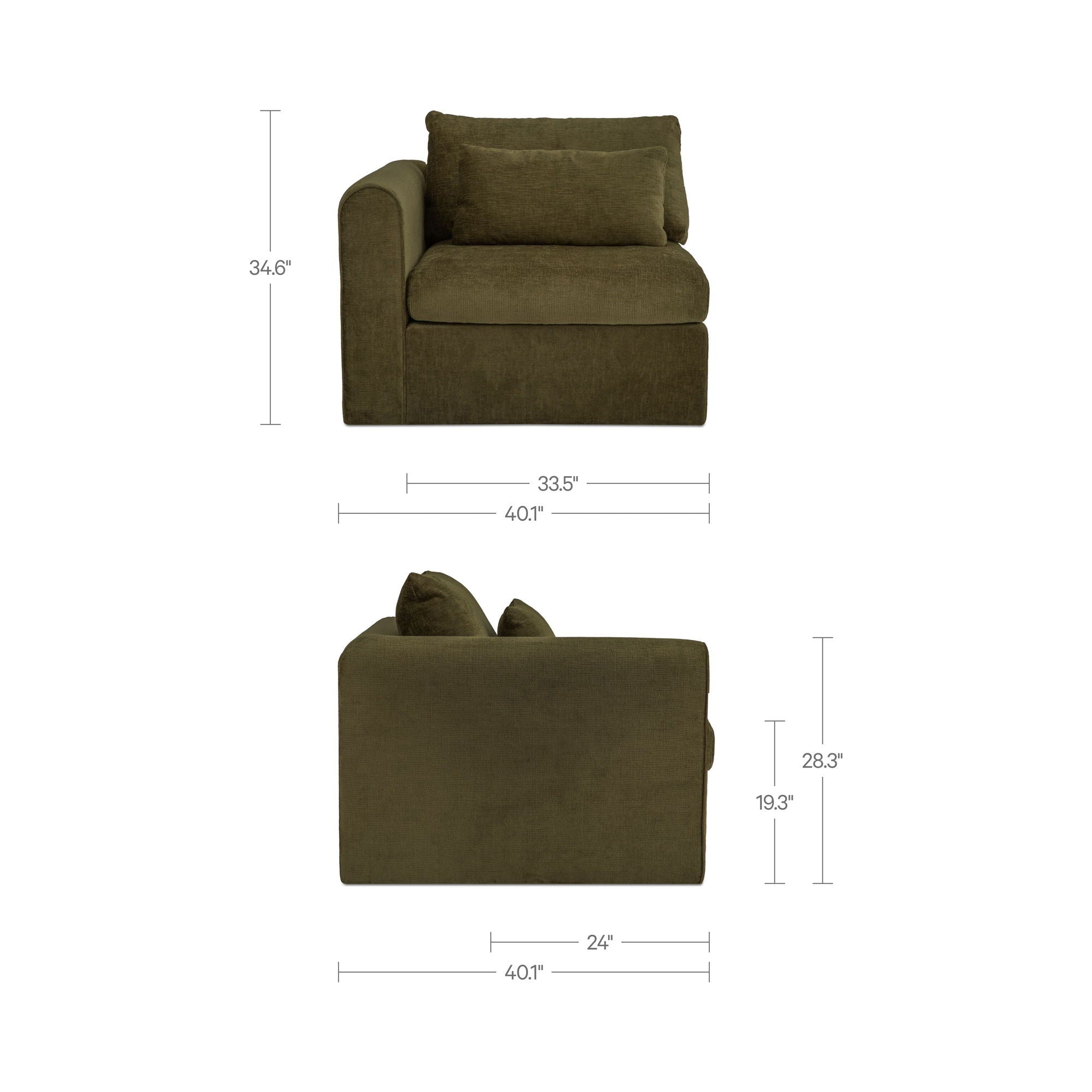 Swift - Left Arm Facing Chair - Dark Green