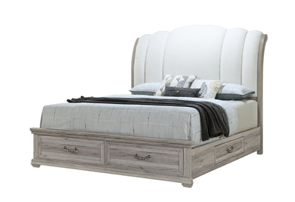 Rowan - 5 Piece King Bedroom Set With Storage - Natural / White