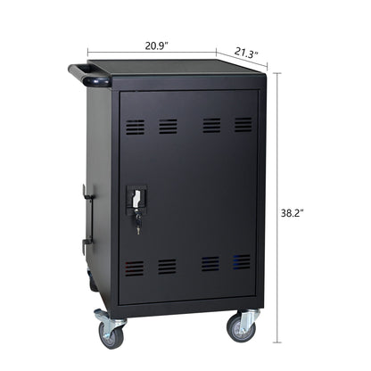 32 Bit Device Charging Trolley For Tablets And Laptops With Cable Management, Removable Doors - Matte Black
