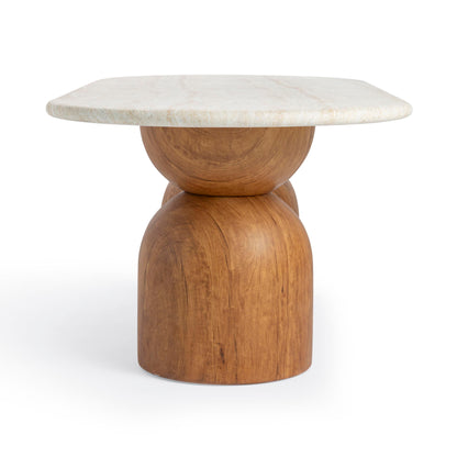 Cynthia - 87" Indoor / Outdoor Long Dining Table - Brown / Travertine