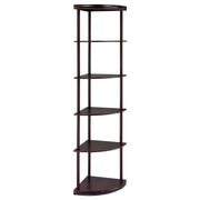 Corner Bookcase With 5 Shelves, Compact Design For Living Room - Cappuccino