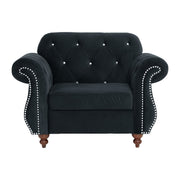 Tufted Chair With Nailhead Trim For Living Room - Black