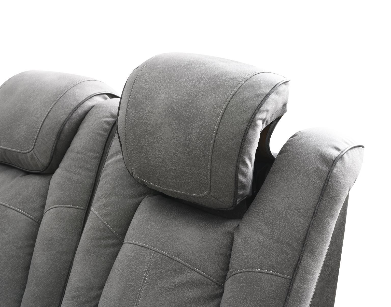 U77 - Power Reclining Sofa With Power Headrest, Reading Light, Magzine Pocket, Storage Arms / USB And Wireless Charger - Slate