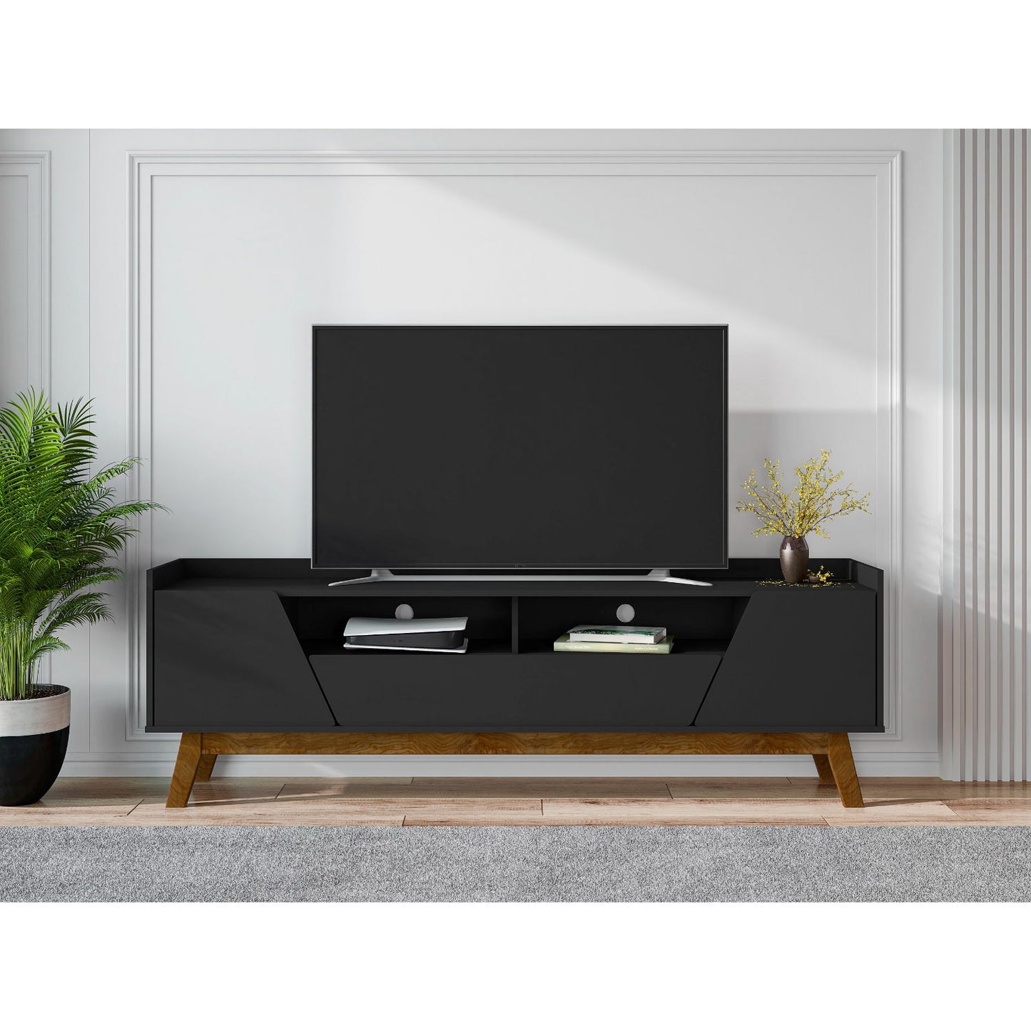 Marcus - TV Stand With 4 Shelves And Soft Close Doors