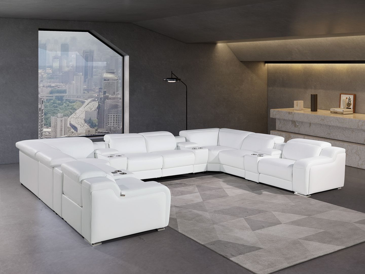 1116 - 12-Piece U-Shaped Sectional Sofa In With 4 Power Recliners & Power Headrests
