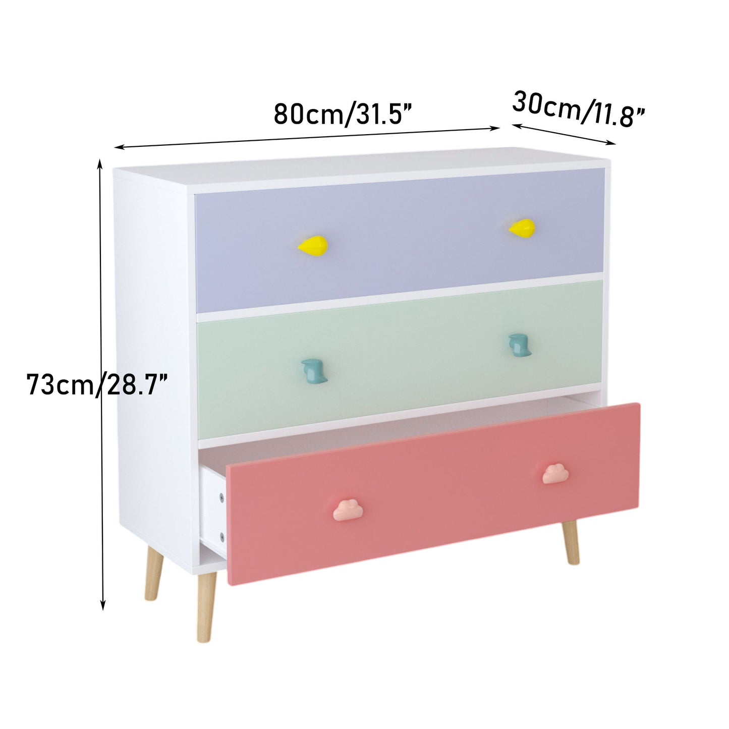 3 Drawer Dresser, Storage Cabinet With Anti Tip Safety