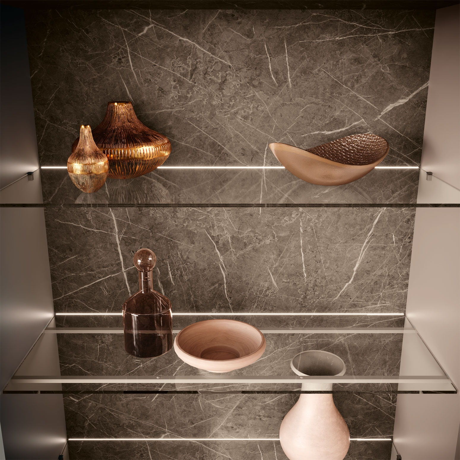 Fidia - 2 Door Vitrine - Beige