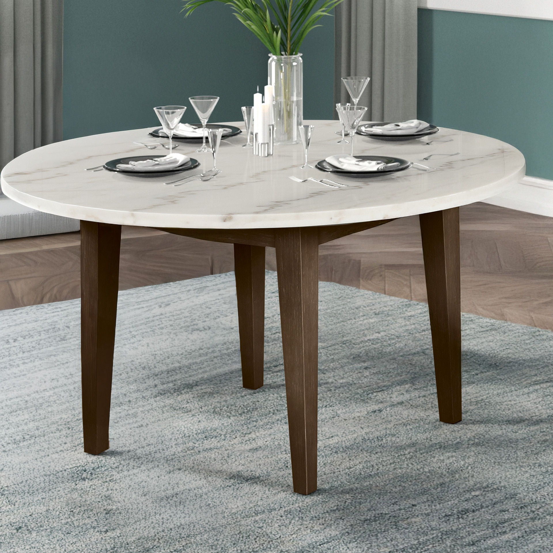 Essence 54" Round Dining Table With Marble Top