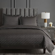 High Shine Satin - King Quatrefoil Quilt Set (Set of 3) - Espresso