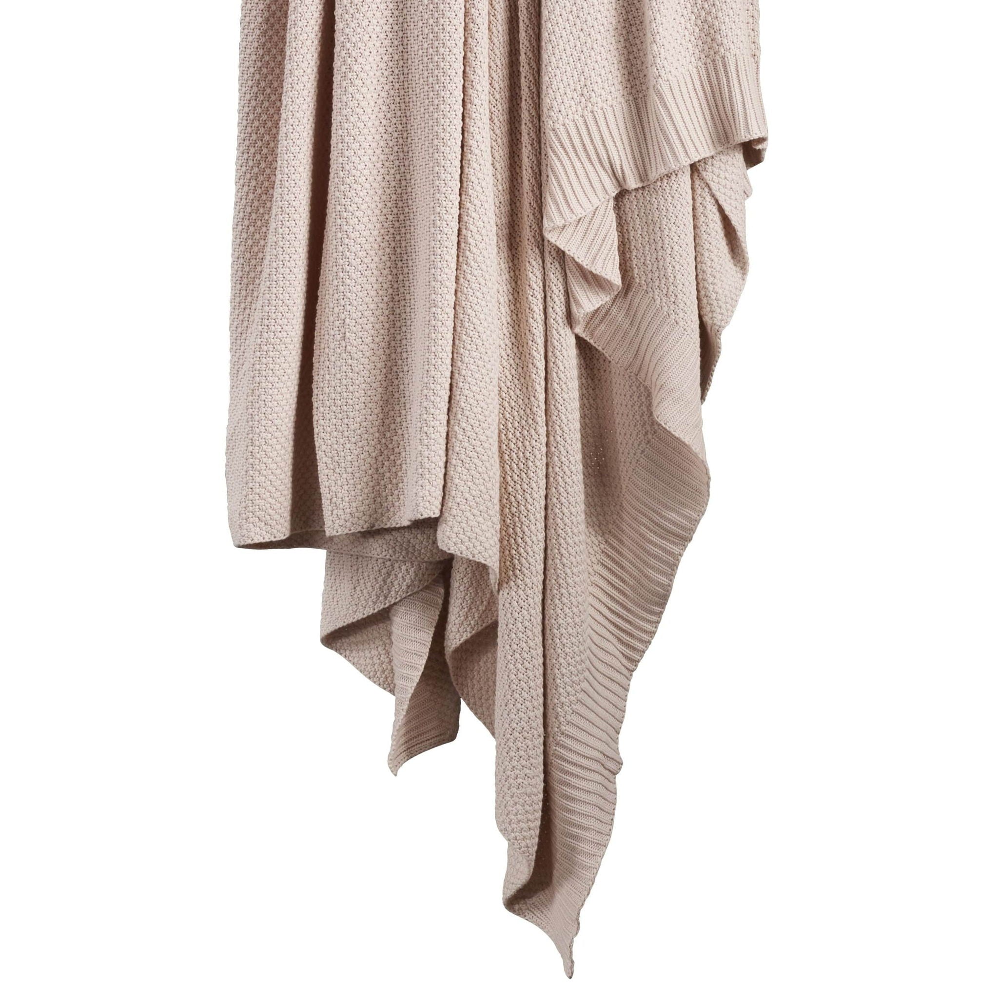 Cotton Knit - Throw Blanket - Blush