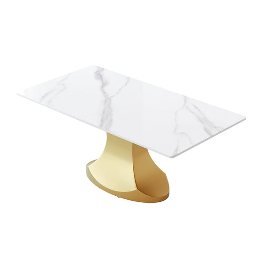 Modern Artificial Stone Panel Stainless Steel Curved Legs, Can Accommodate 6 - 8 People