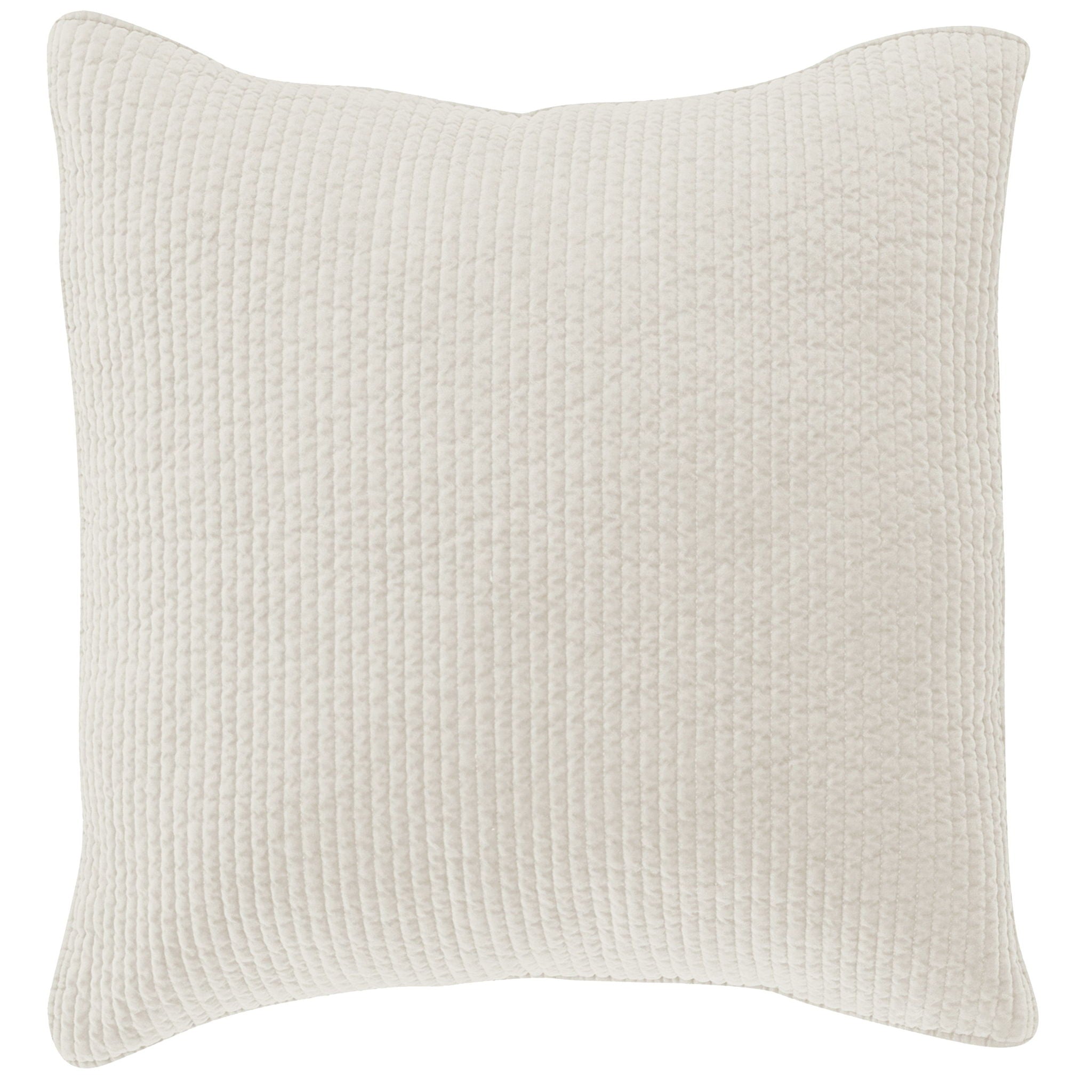 Stonewashed Cotton Velvet - Quilted Euro Sham - Vintage White
