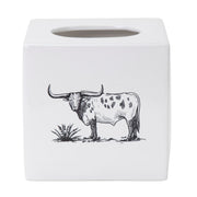 Ranch Life - Ceramic Tissue Box Cover - White / Black