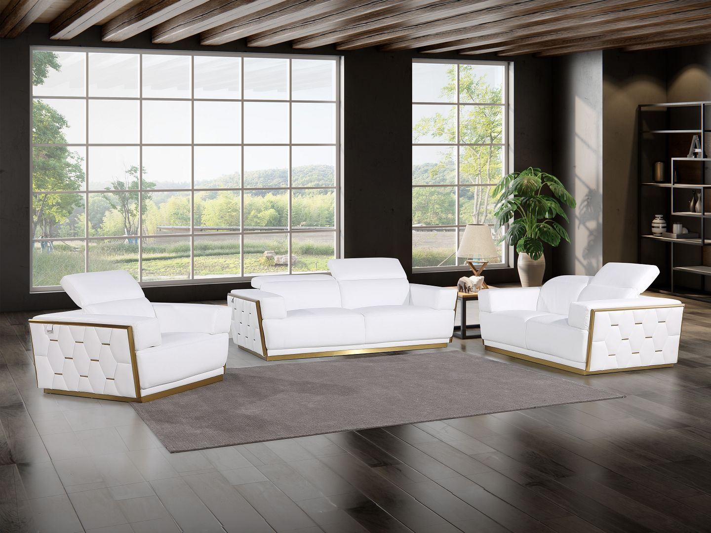 1111 - 3-Piece Sofa Set With Adjustable Headrest