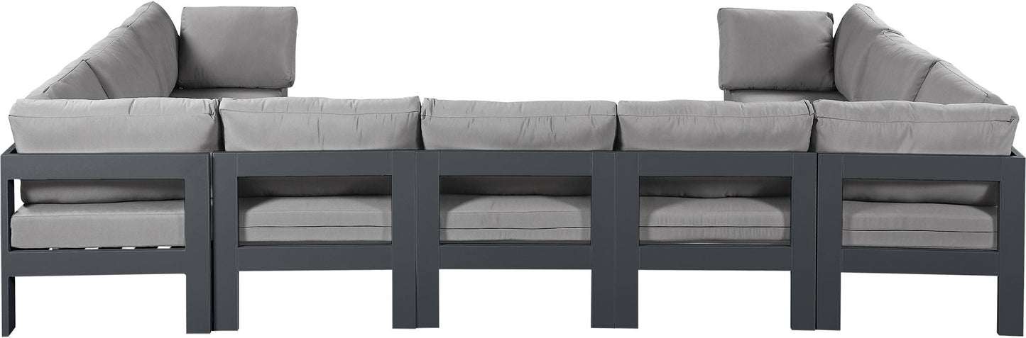 Nizuc - Outdoor Patio 9 Piece Modular Sectional With Gray Frame