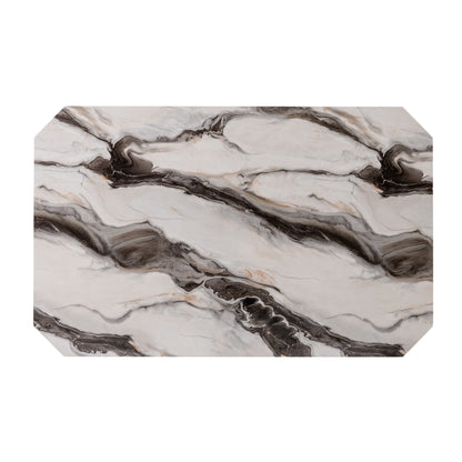 Magaly - Bar Table With Marbled Top Detail And Scalloped Edges - Dark Gray