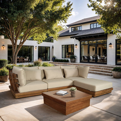 Mirella - 4 Piece Water Resistant Fabric Outdoor Patio Modular Sectional