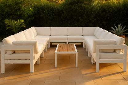 Nizuc - Outdoor Patio 12 Piece Modular Sectional With White Frame