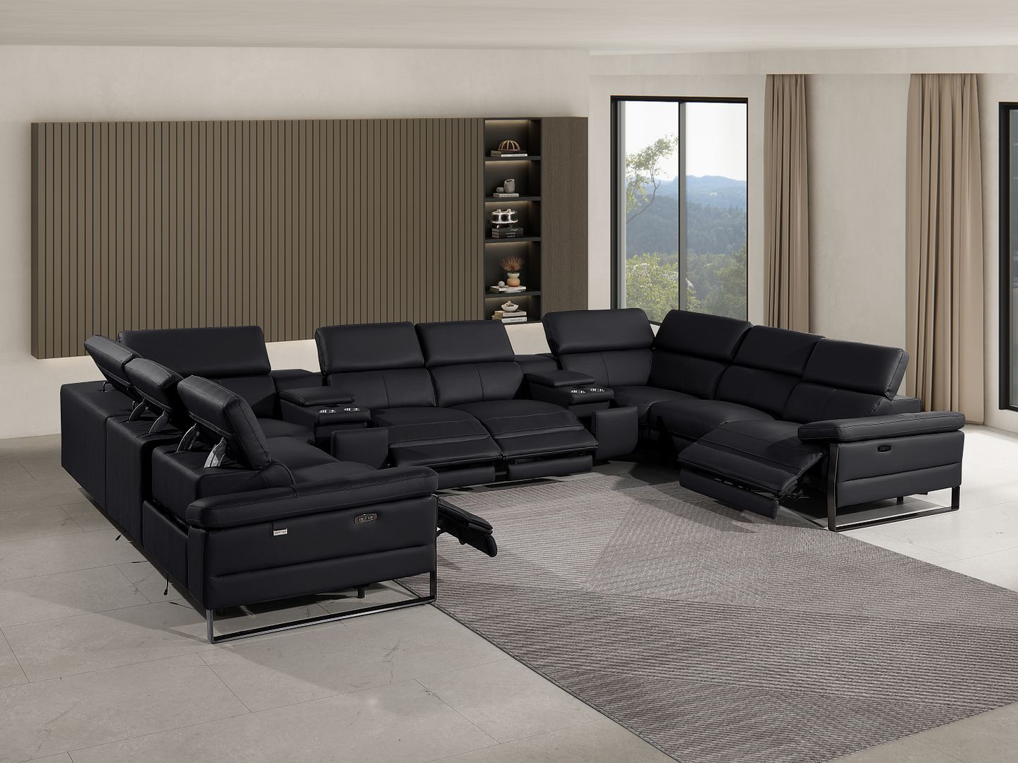1246 - 10-Piece U-Shaped Modular Power Reclining Sectional With 4 Power Recliners And Power Headrests