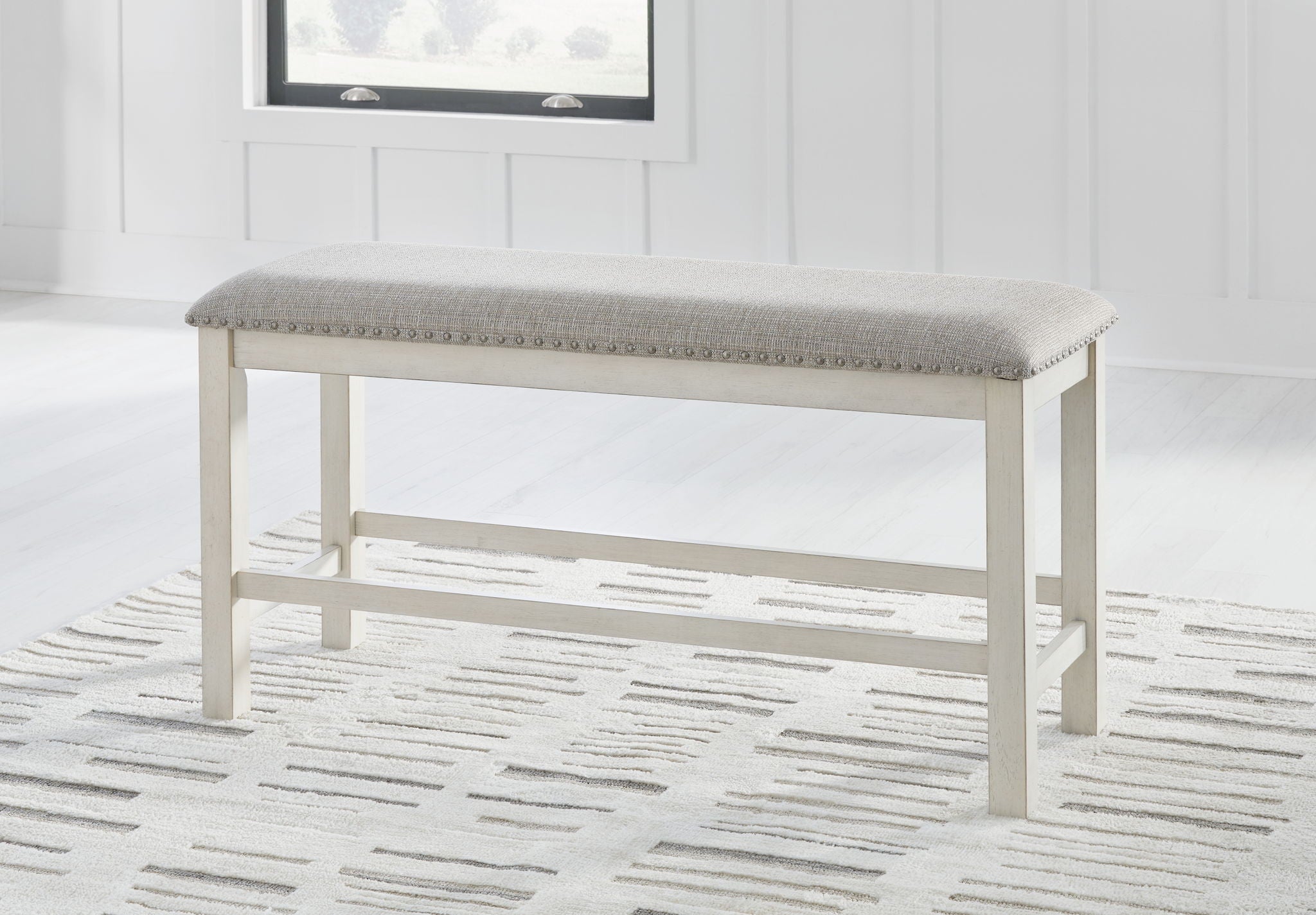 Robbinsdale - Dbl Counter Height Upholstered Dining Bench - Antique White