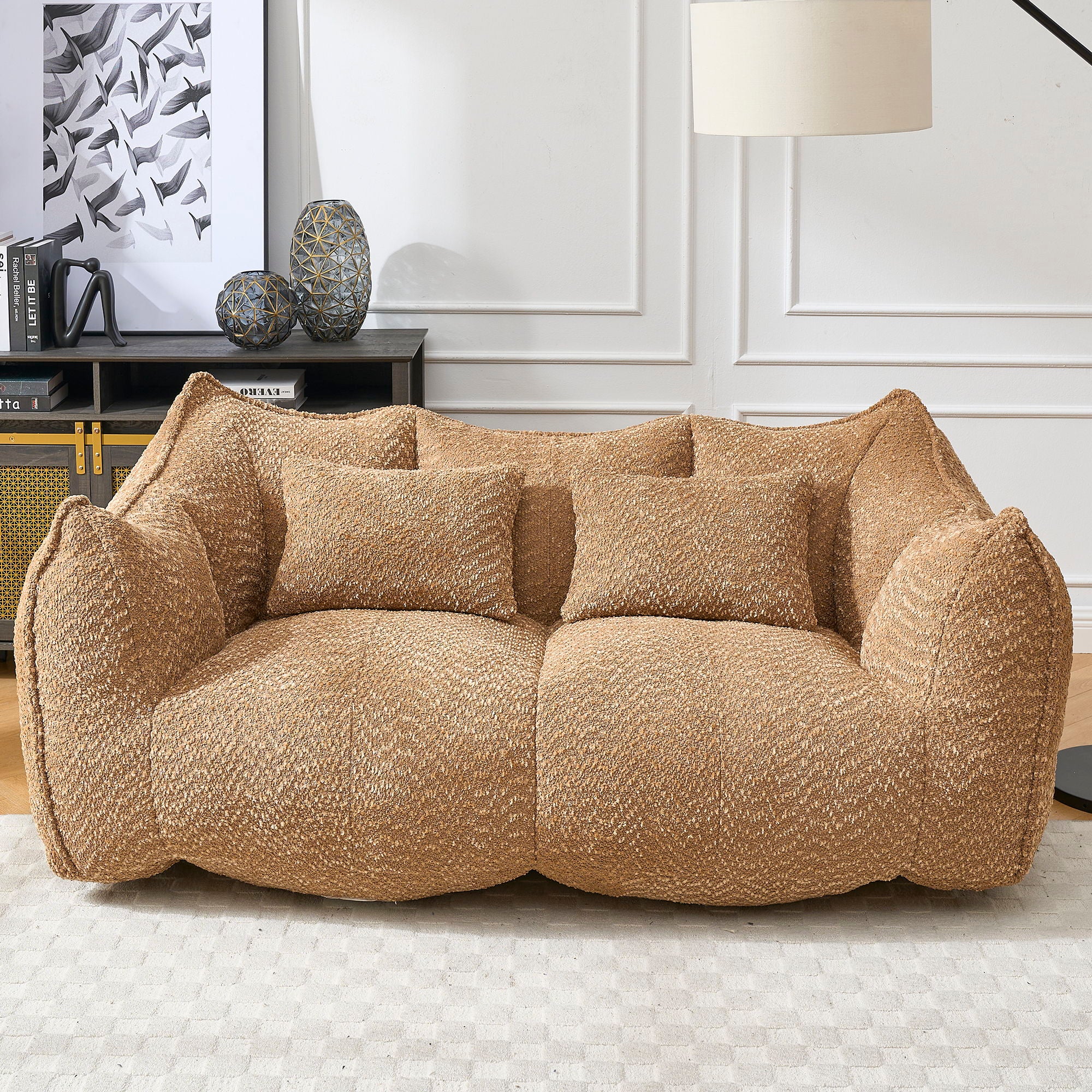 Comfortable Dual Beanbag Chair With High Resilience Foam Core For 2 People