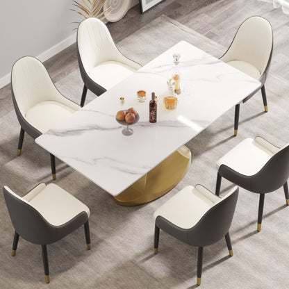 Modern Artificial Stone Panel Stainless Steel Curved Legs, Can Accommodate 6 - 8 People