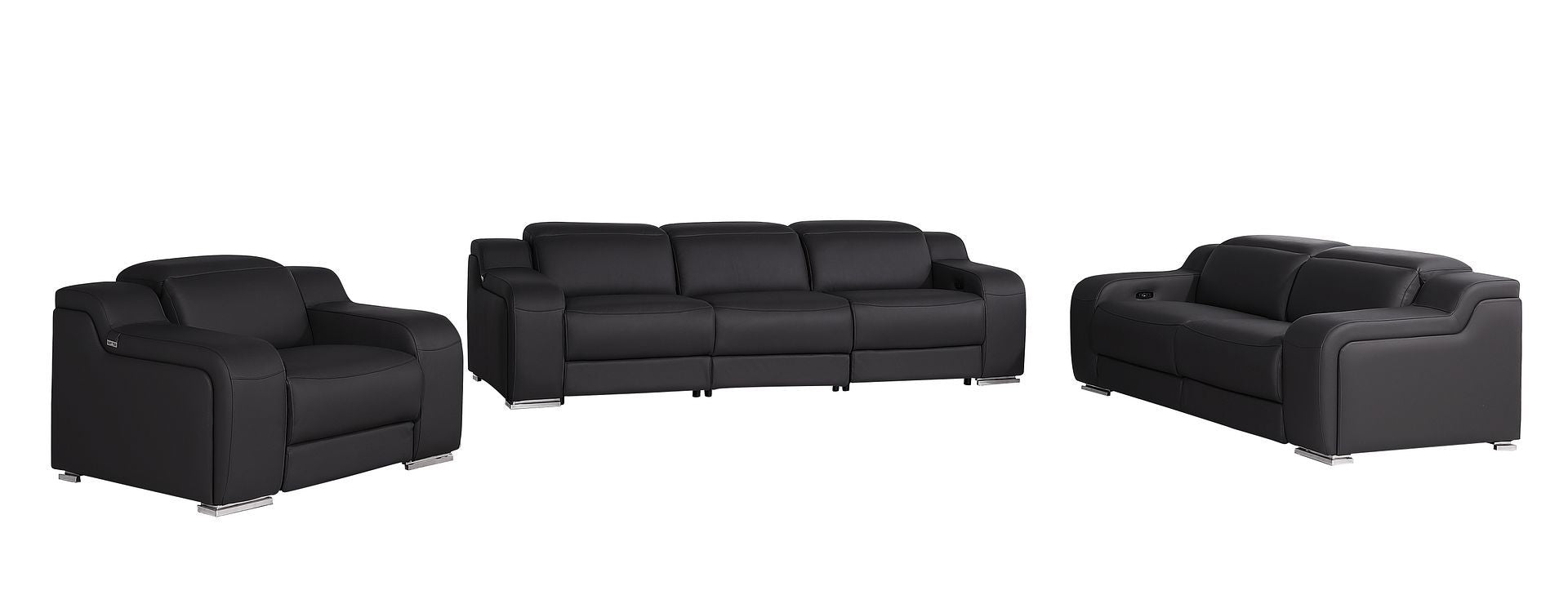 1116 - 6-Piece Modular Power Reclining Sofa, Loveseat & Chair Set In With 5 Power Recliners & Power Headrests