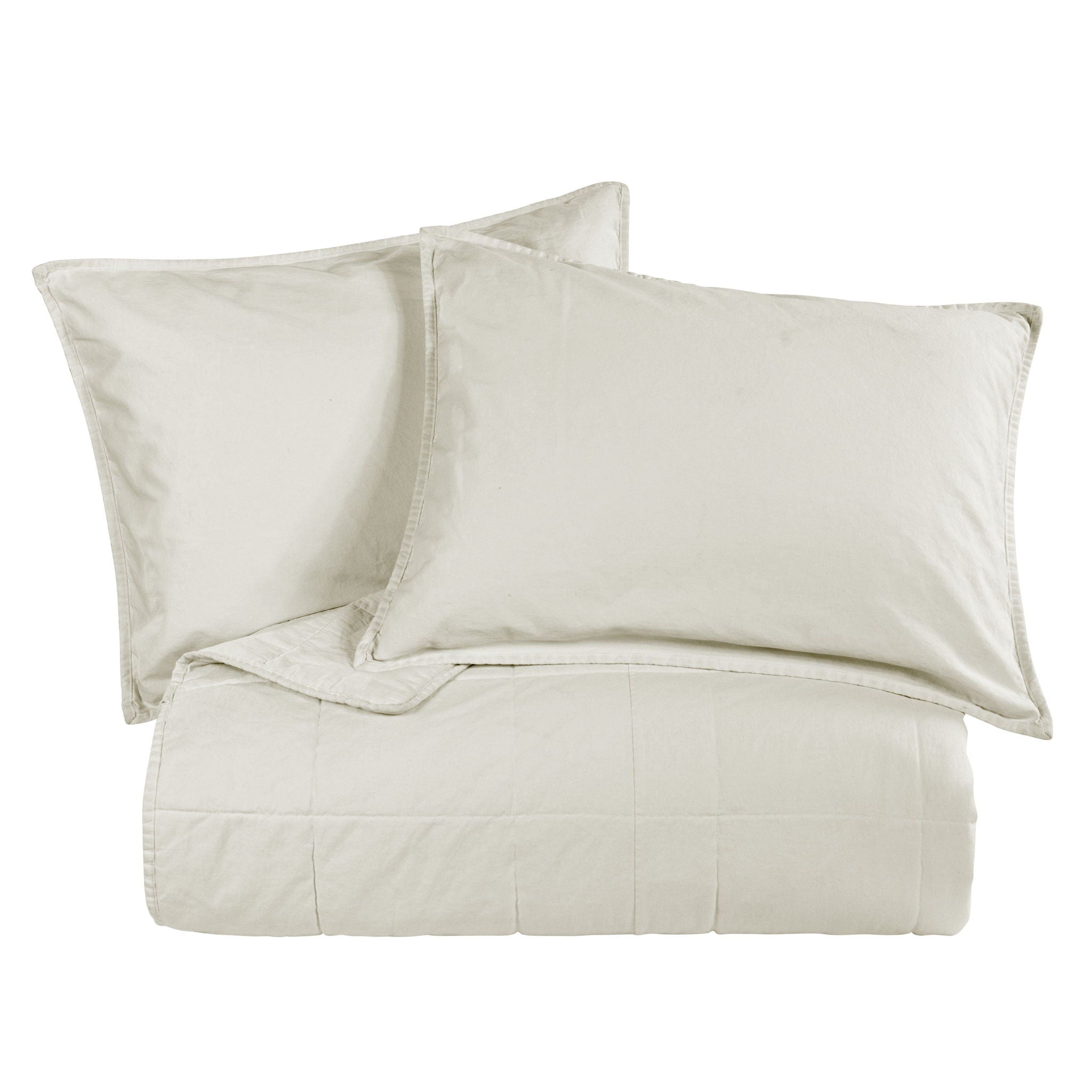 Cotton Canvas - King Stonewashed Coverlet Set (Set of 3) - Natural