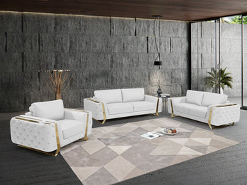 1050 - 3-Piece Sofa Set - White