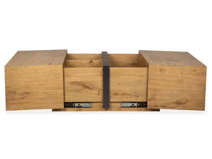 Ripley - Square Cocktail Table With Casters - Rustic Caramel