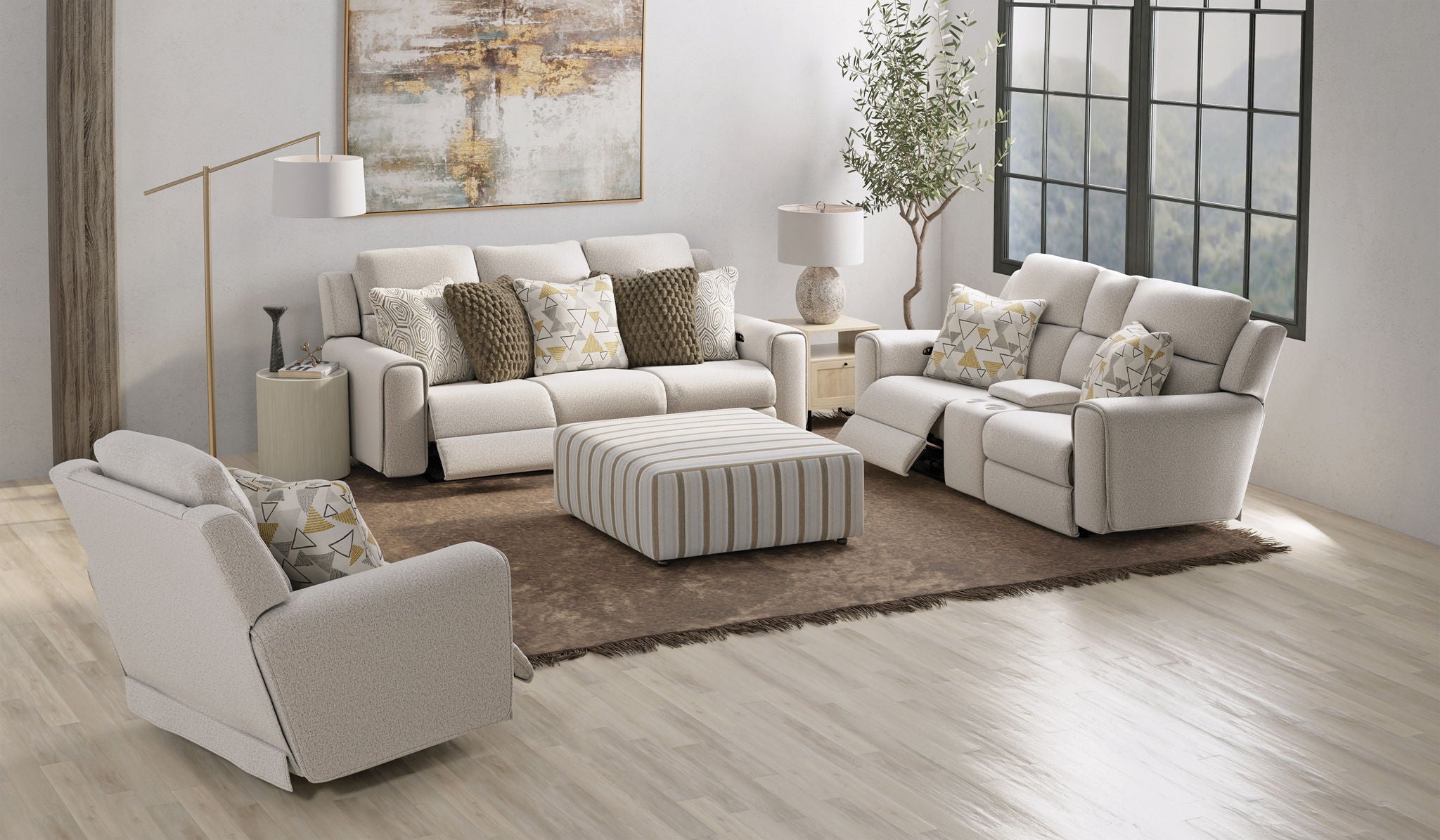 Micah - Castered Cocktail Ottoman - Sand