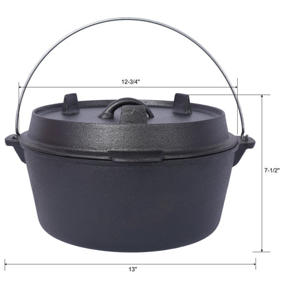 Pre-Seasoned Cast Dutch Oven With Skillet Lid And Pot Rack